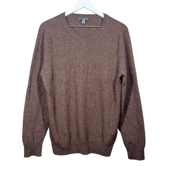 Apt. 9 Womens Brown Vneck 100% Cashmere Long Sleeve Sweater Size Large - Picture 1 of 8